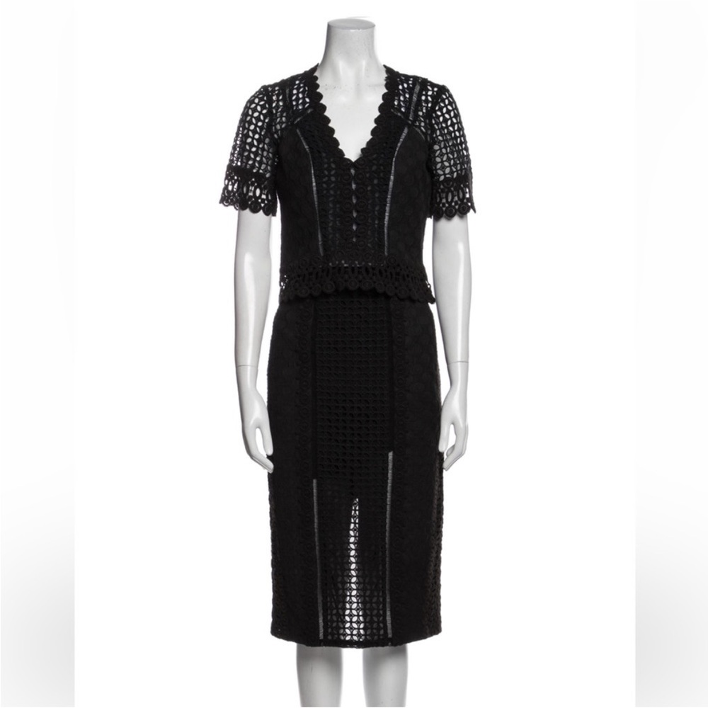 Rebecca Taylor Black Crochet Top and Skirt Set